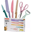 Juego De Cuchillos Set X6 Piezas Colores Pastel + Estuche Pateles