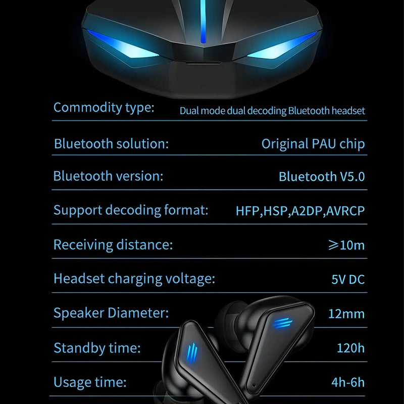 Auriculares Bluetooth 5.0 Inalámbricos K55 Tws Game Sports Color Negro