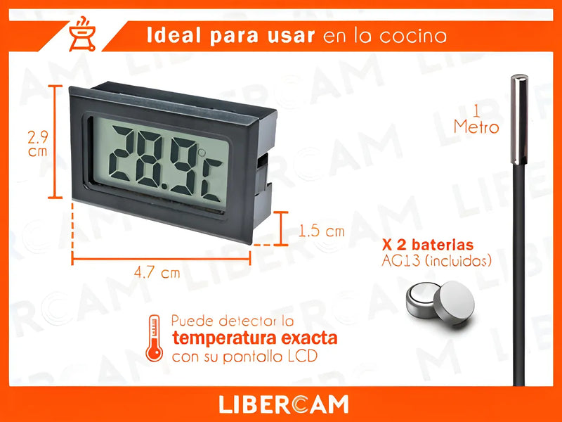 Termómetro Digital Nevera Refrigera Acuario Carro Pilas Imán