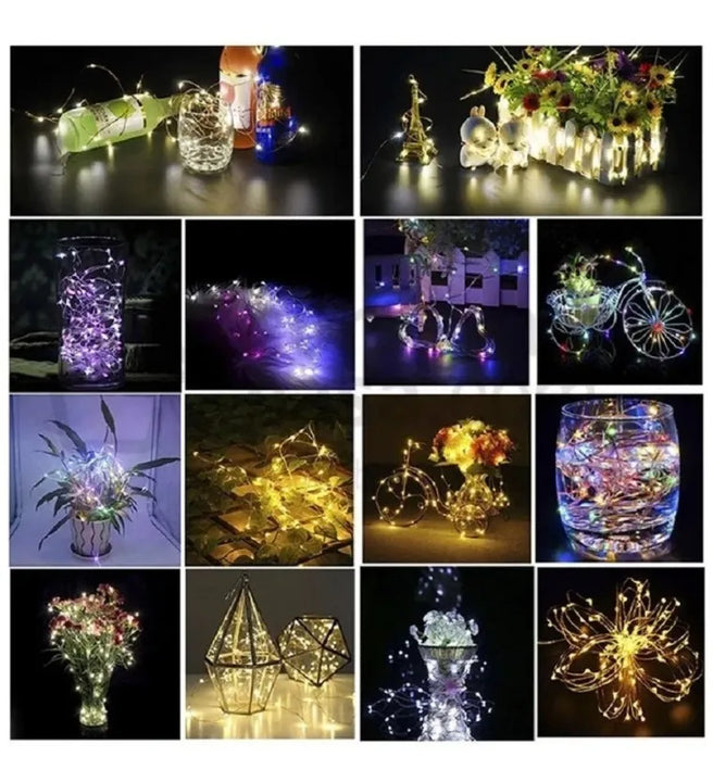 Luces Micro Led Decoración Luz Navidad Pilas Alambre Agua 3m