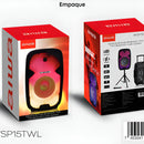 Cabina Aiwa AWSP15TWL Bluetooth Radio Fm Microfono Tripode Color Negro