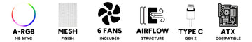 Chasis Airone 100 Mesh 1m-w Blanca 6.fan 120mm