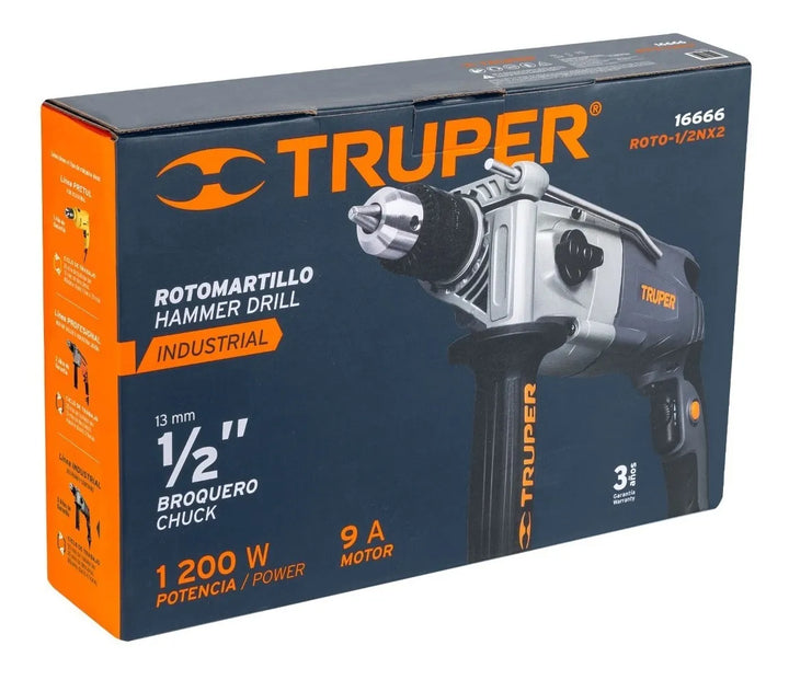 Taladro Industrial Percutor 1/2 Potencia 1200w Truper - Gris Oscuro - 60
