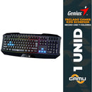 Teclado Genius QWERTY Membrana español color negro con luz de 7 colores