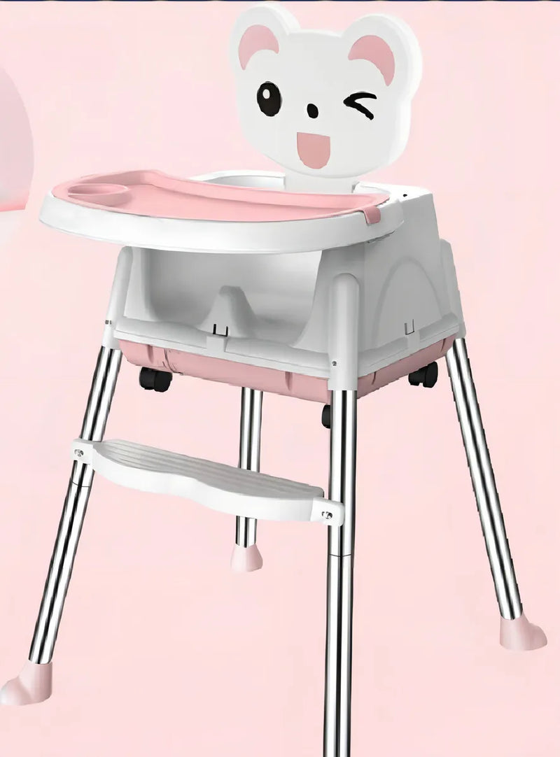 Silla Comedor 4 En 1 Bebes Color Rosa Liso