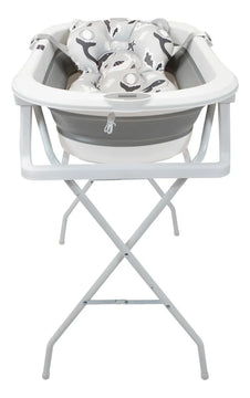 Bañera Plegable Con Soporte Y Cojín Stand Happy Baby Color Gris