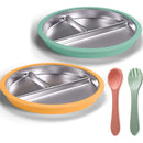 Plato Antideslizante De Acero Inoxidable Para Niños 2 Unidad