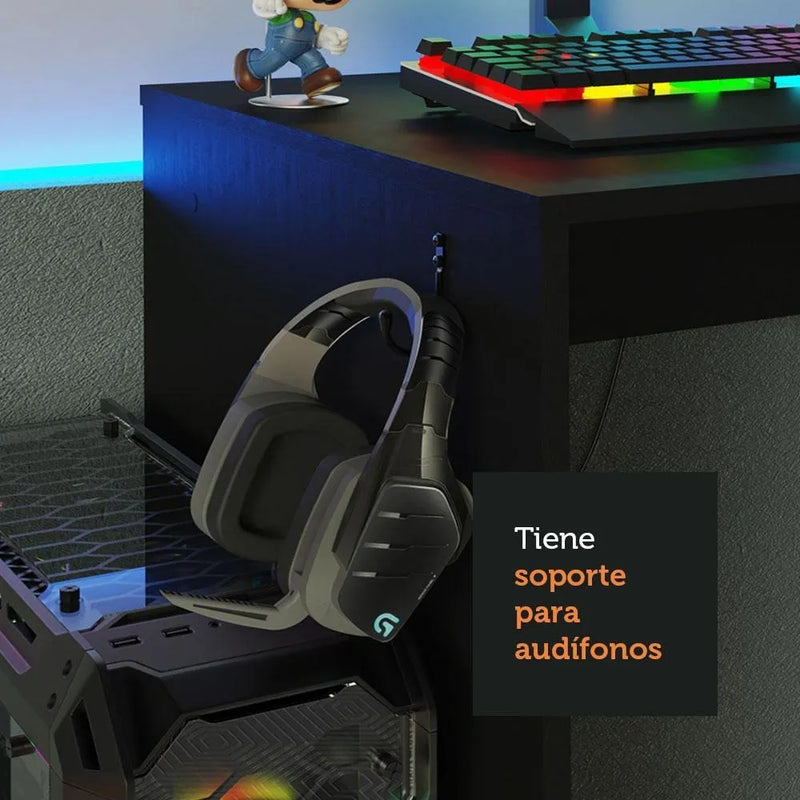 Escritorio Gamer Madesa 9414 Para Pc Y Consola Color Negro