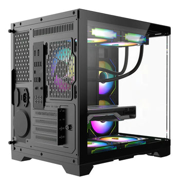 Gabinete Gamer Iceberg Crystal Wave M Negra Argb 3 Fans Negro