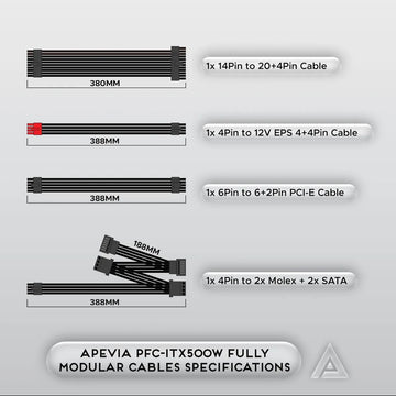 Fuente De Poder 500w Apevia Itx Modular Para Pc