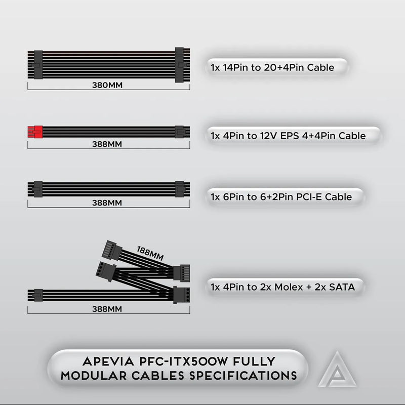 Fuente De Poder 500w Apevia Itx Modular Para Pc