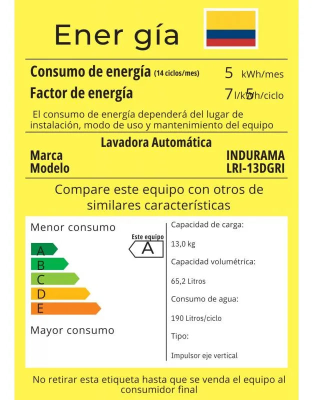 Lavadora Indurama Lri-13dgr 13kg/28lb Gris Led