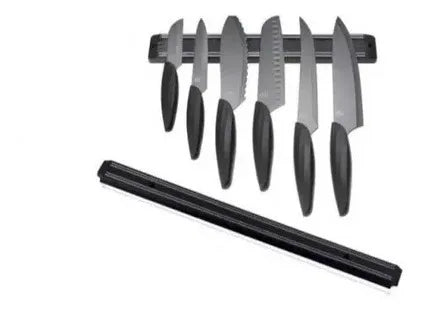 Soporte Para Cuchillos Tijeras Imán Riel Magnético 55 Cm Negro