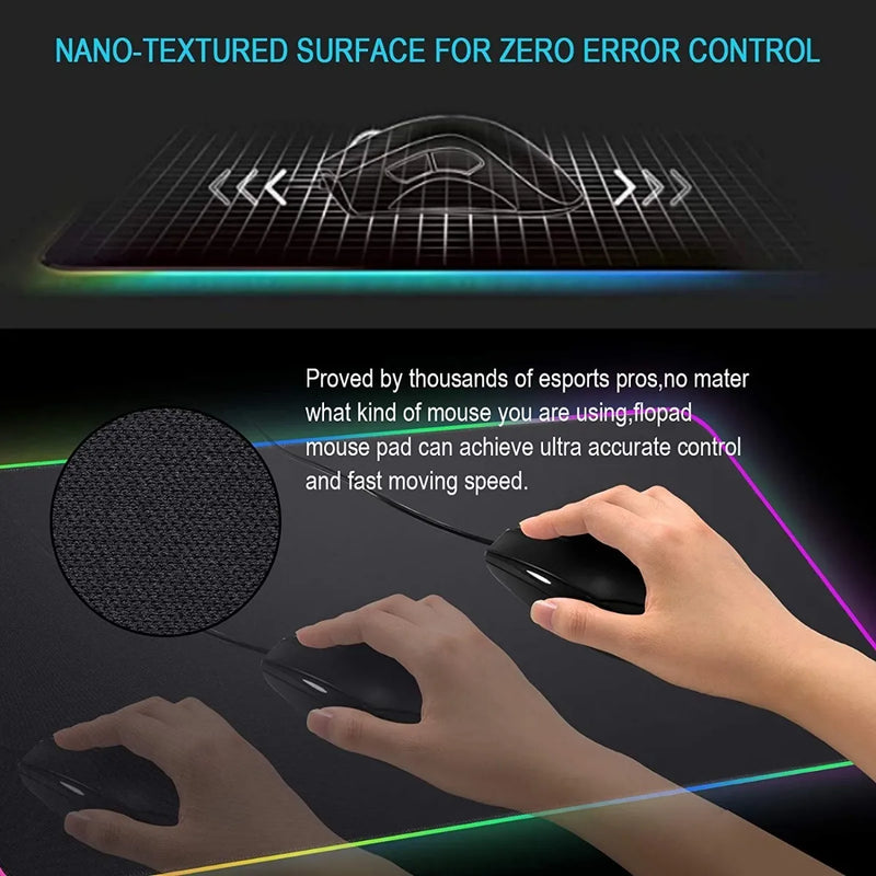 Mouse Pad Gamer Rgb Led 30x80cm Tapete Almohadilla Grande Negro