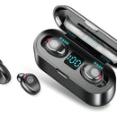 Audífonos in ear inalámbricos F9 negro con luz LED