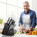 Juego Cuchillos Cocina Set 15 Piezas Acero Quirúrgico Base De Madera Modernos Premium