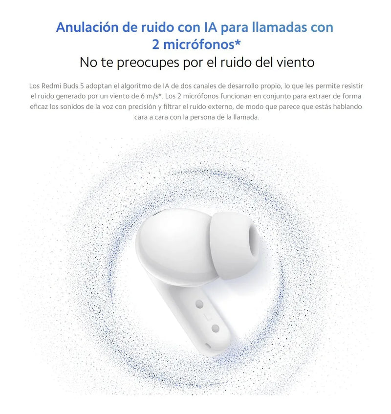 Xiaomi Redmi Buds 5, Auriculares Táctil Anc Manos Libres, Wh Blanco