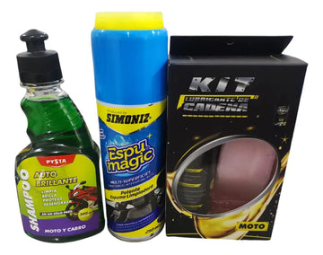 Combo Limpieza Profunda Moto Espuma Mágica Shampoo Brillador