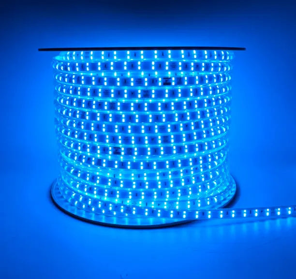 Manguera Navideña Plana Azul 180 Led Mt Rollo 50mt 110v Ip65