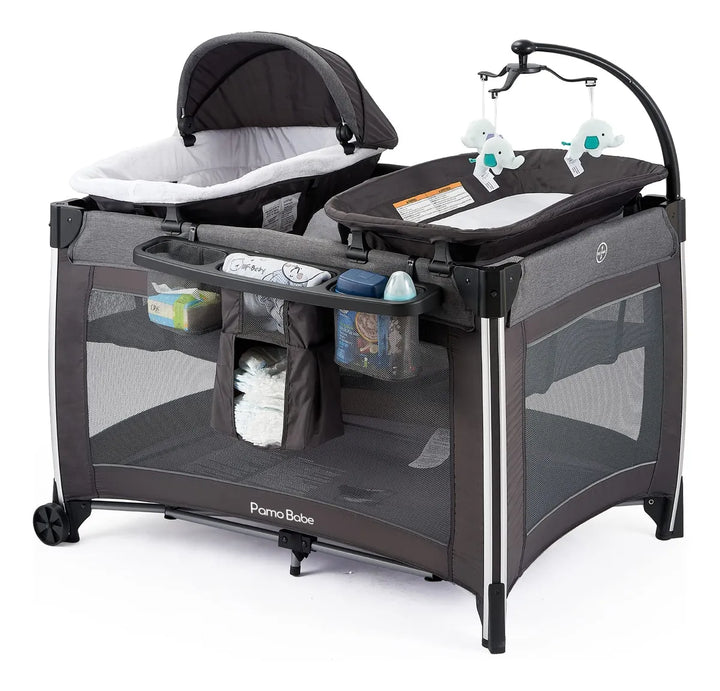 Cuna Portátil 4 En 1 Para Bebé Plegable De Viaje Gris