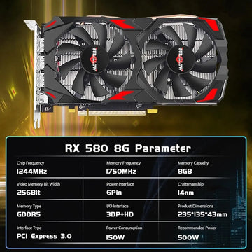 Tarjeta Grafica Surallow Rx 580 De 8 Gb, 2048sp