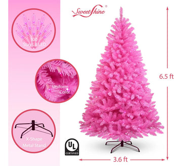 Sweet Shine Arbol De Navidad Artificial Rosa Preiluminado De