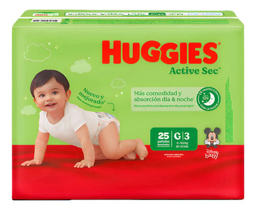 Pañal Huggies Active Sec Etapa 3 X 25 Unidades Grande (g)