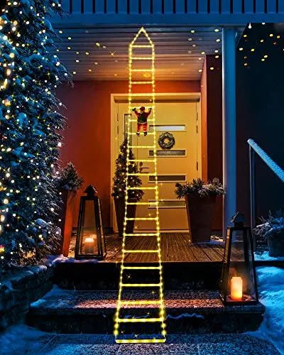 Set Luces Led De Escalera Navideña 10' Con Santa Claus