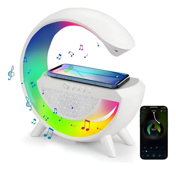 Lampara Parlante Bluetooth Bt-2301 Carga Inalámbrica Blanco