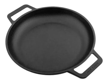 Sartén Doble Asa De Hierro Fundido Curado Victoria® 25 Cm Color Negro