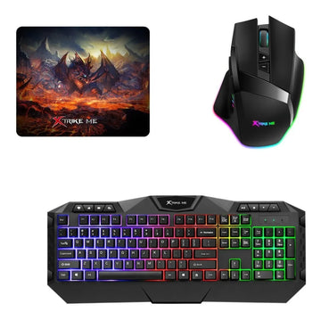Combo Gamer 3en1 Xtrike Me Teclado Mouse Pad Pc Gaming Juego Color del teclado Negro