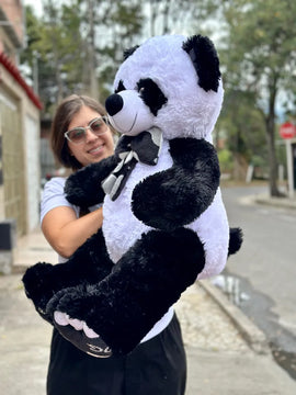 Oso De Peluche Gigante Josefino 1 Metro + 3 Globos + Moño Panda