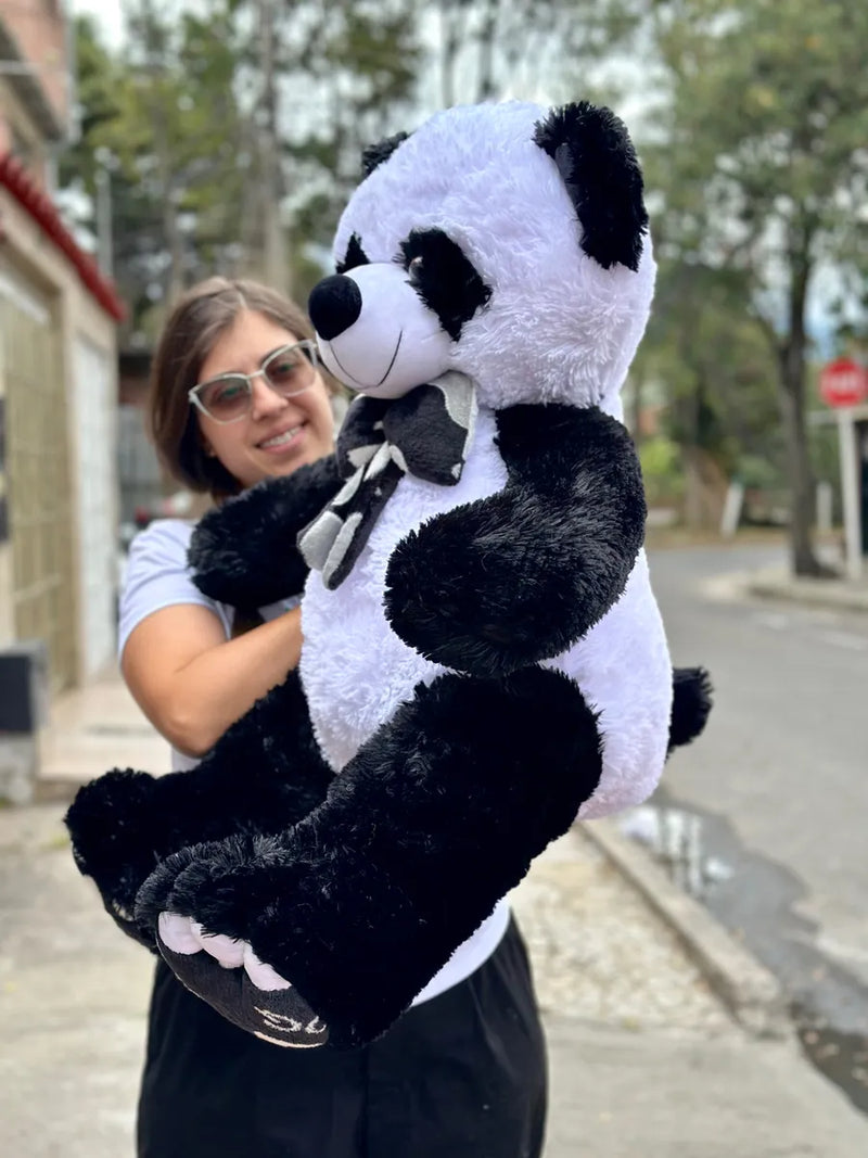 Oso De Peluche Gigante Josefino 1 Metro + 3 Globos + Moño Panda