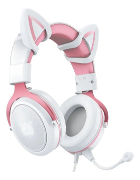 Audifonos Gamer Onikuma X10 Orejas Blancos Con Rosado Rgb Color Blanco