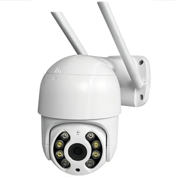 Cámara de seguridad WiFi para exteriores, 2 megapíxeles, sonido, visión nocturna, color blanco
