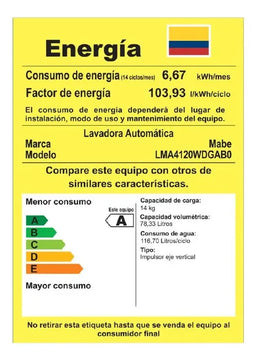 Lavadora Automática Mabe 14 Kg (31 Libras) Carga Superior Diamond Gray