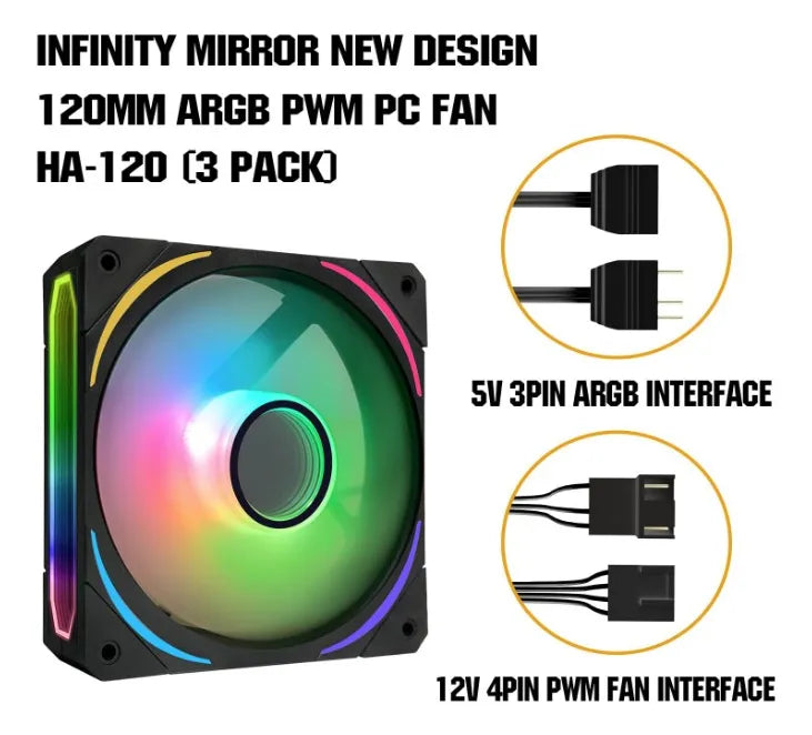 Combo 3 Ventilarores Jazzcooling Argb Ha-120 Gamer