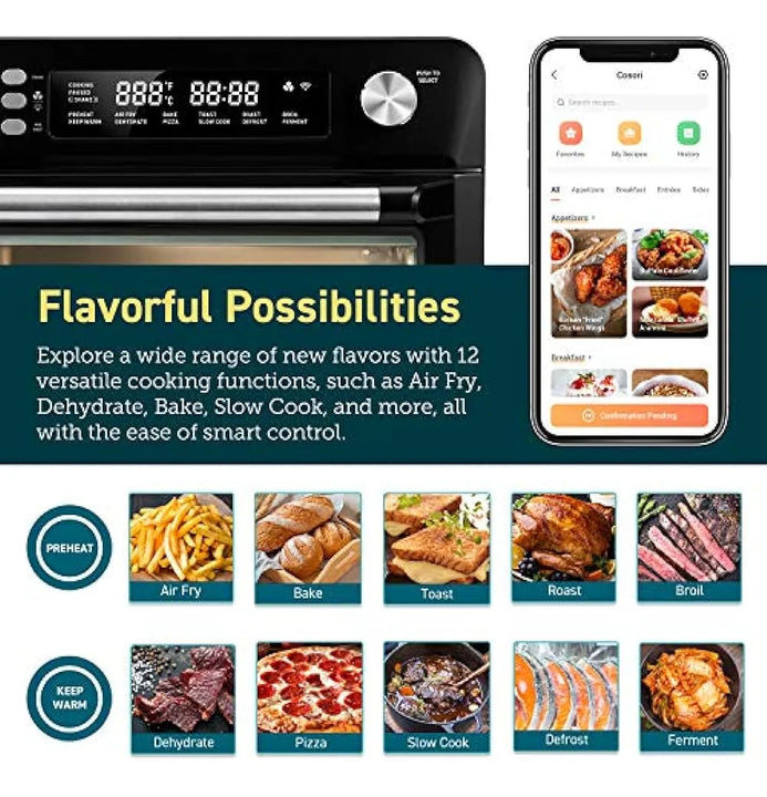 Cosori Air Fryer Tostadora Combo 26.4qt 12 Funciones Gran En