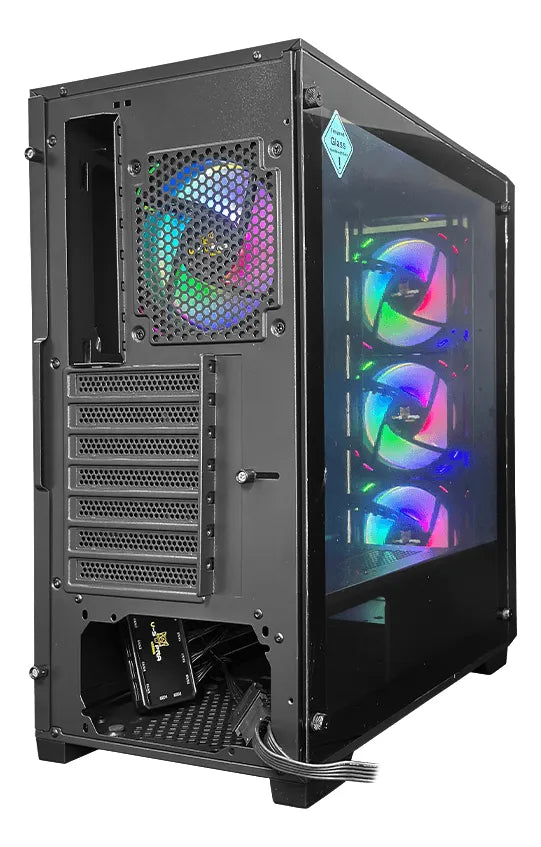 Gabinete Chasis Gamer Pc Argb Atx Con Controlador + 4 Cooler Negro