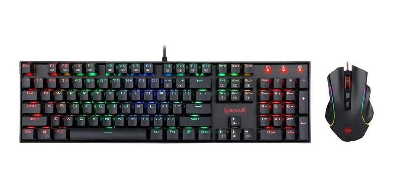 Combo Gamer Redragon K551rgb, Teclado Mecánico + Mouse M607 Negro Negro