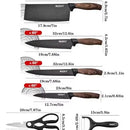 Set Cuchillos 6 Piezas Profesional Cocina Diseño Relieve Negro