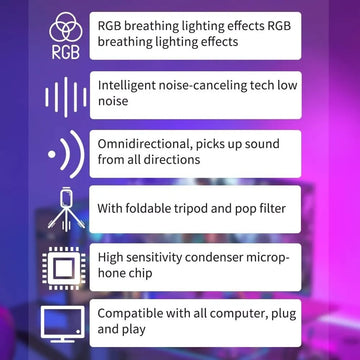 Microfono Usb Rgb Sf-666r Condensador Omnidireccional +trip Negro
