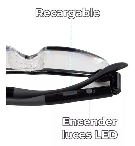 Gafas Lupa Vision Luz Led Lentes Zoom 160x