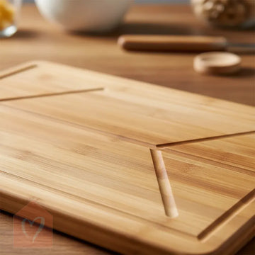 Tabla De Cortar Picar En Madera Bamboo Cocina 40x28 Cm Lisa Con Ranuras