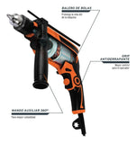 Taladro rotomartillo atornillador eléctrico de 1/2" Truper ROTO-1/2A7, 650W, caja de cartón, 60Hz