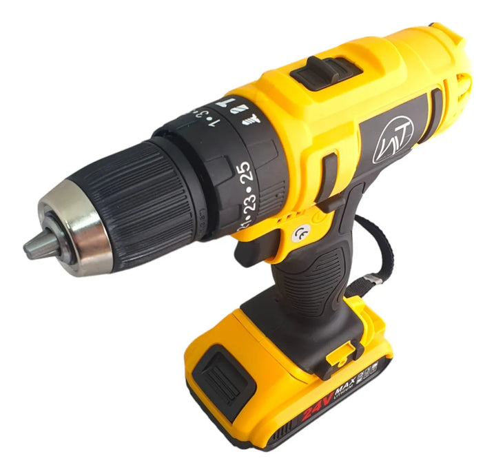Taladro Percutor Inalambrico Wt Mandril 3/8 Color Amarillo Frecuencia 60Hz