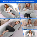 Almohada Embarazo Cuerpo Entero Tela Peluche Forro Interno 52 Bits Color Gris