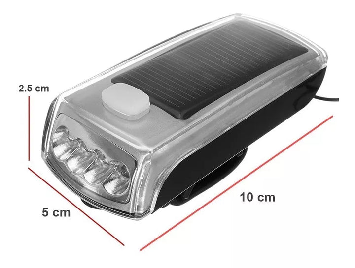 Linterna Led Bicicleta Con Pito Recargable Usb Solar 045