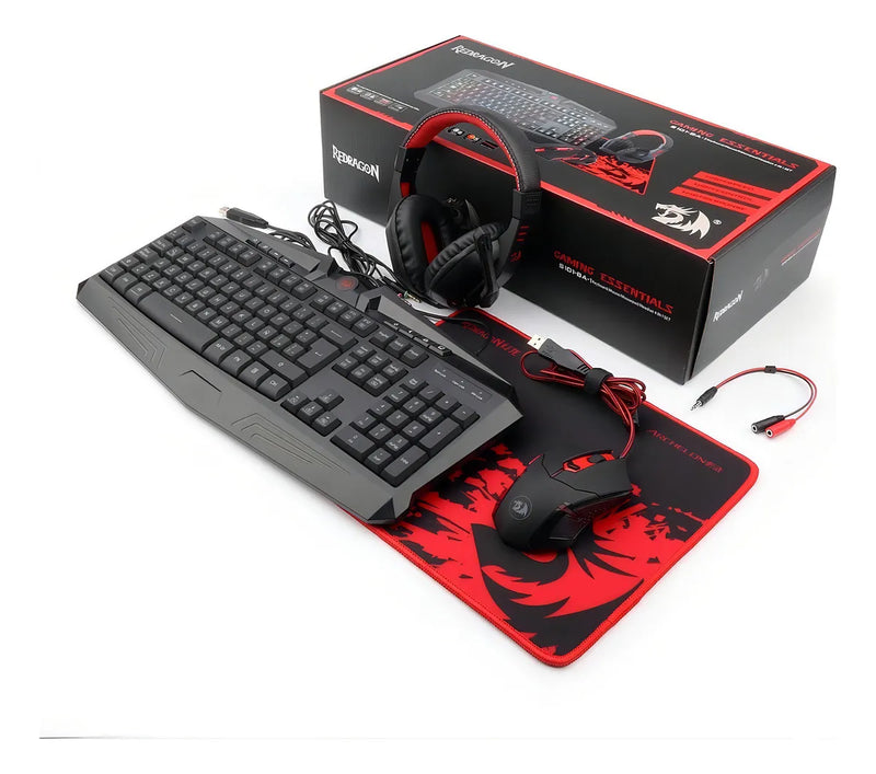 Kit de teclado y mouse gamer Redragon S101-BA Español de color negro