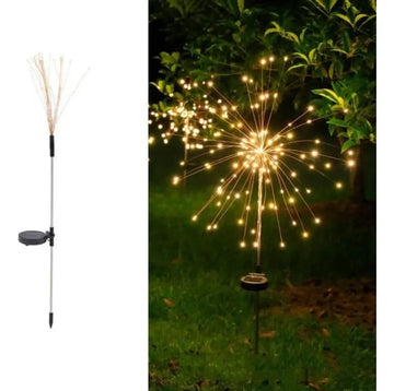 Luces Led Erizo De Panel Solar Micro Leds Adorno Navideño Amarillo